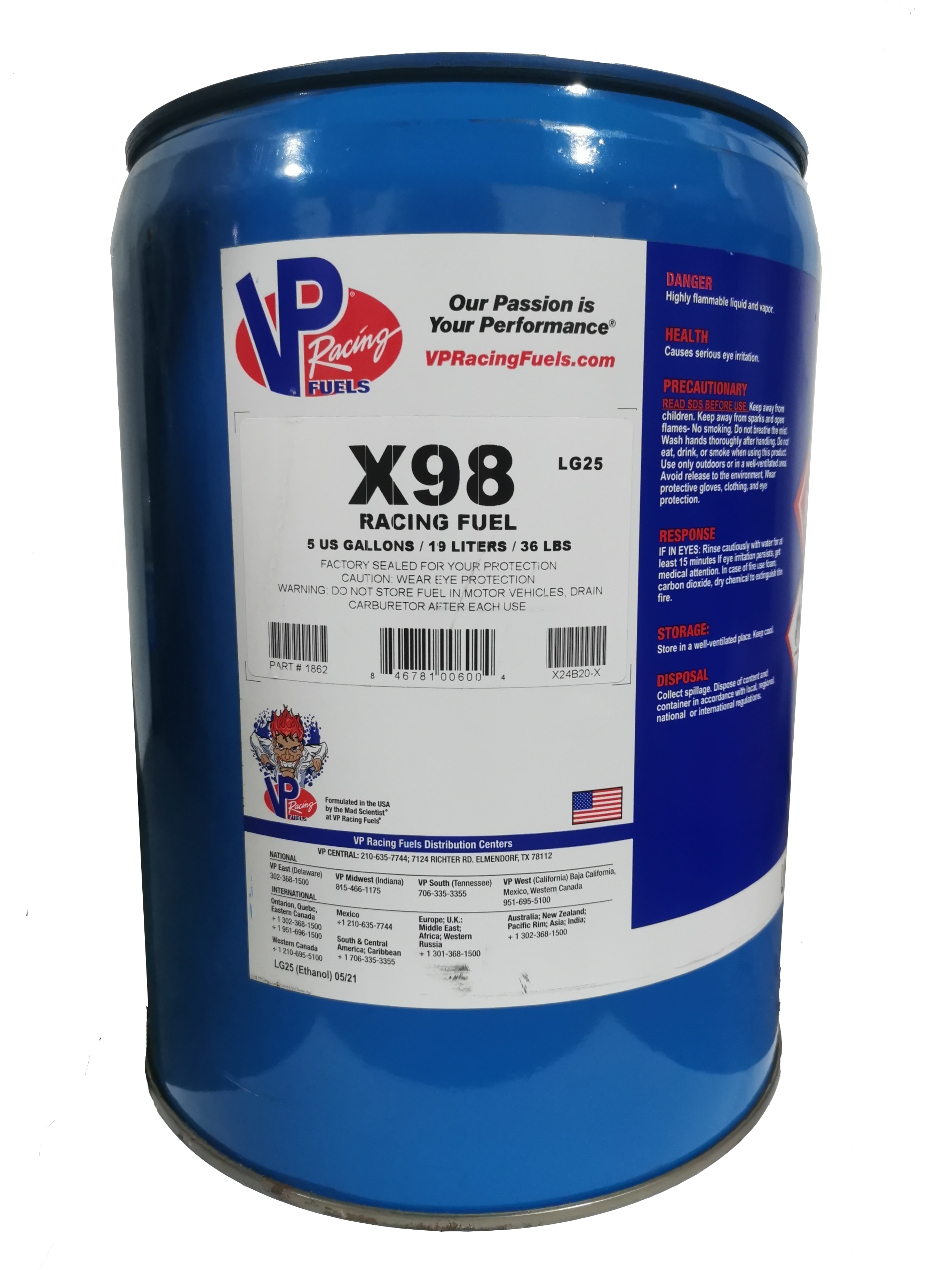 VP X98 R+M/2: 111.5 OCT - SIN PLOMO ETHANOL 98% PAILA